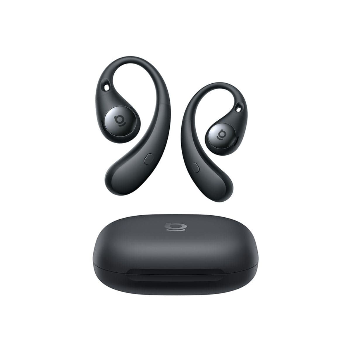 Baseus Eli Sport 2 open-ear earbuds in Cosmic Black with their charging case