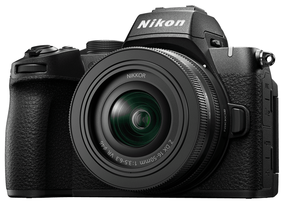 Nikon Z50II mirrorless camera with 16-50mm kit lens, front view