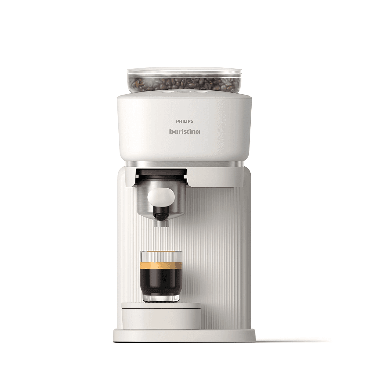 Philips Baristina compact espresso machine with portafilter, front view